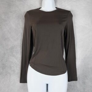 Oner Active Shirt Womens UK Large Brown Mellow Soft Long Sleeve Athletic Top